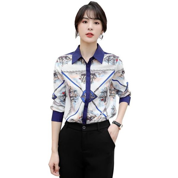women's blouses & shirts women casual sailboat pattern print career elegant full sleeve office lady work, White
women's blouses & shirts women casual sailboat pattern print career elegant full sleeve office lady work, White