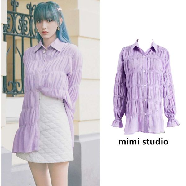 cheng xiao's same purple pleated long sleeve autumn shirt gentle style personalized dign, White
cheng xiao's same purple pleated long sleeve autumn shirt gentle style personalized dign, White
