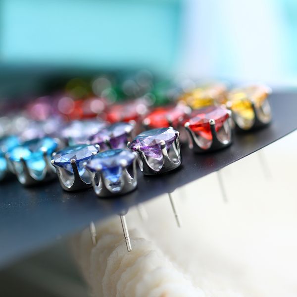 korean version of the rainbow color 12 pairs of six-claw earrings gift crystal ornaments men and women fashion trend zircon earrings, White
korean version of the rainbow color 12 pairs of six-claw earrings gift crystal ornaments men and women fashion trend zircon earrings, White