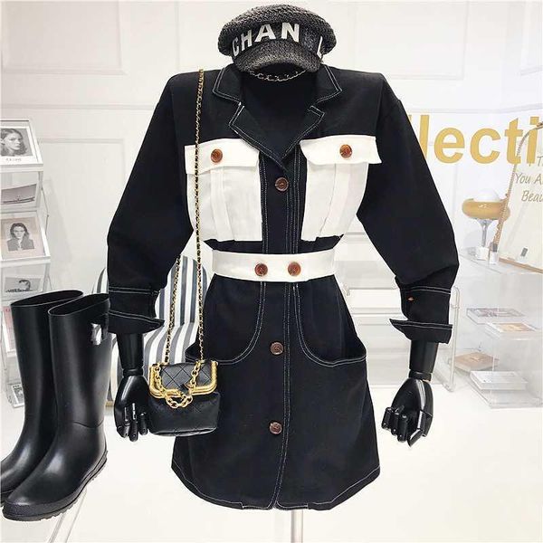 suit dress 2020 new autumn women high waist slim was thin elegant single-breasted dress black tooling1, Black;gray
suit dress 2020 new autumn women high waist slim was thin elegant single-breasted dress black tooling1, Black;gray