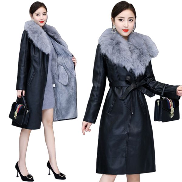 winter women elegant slim long pu leather jacket female warm artifical fur collar manteau femme hiver chaqueta cuero mujer coat, Black
winter women elegant slim long pu leather jacket female warm artifical fur collar manteau femme hiver chaqueta cuero mujer coat, Black