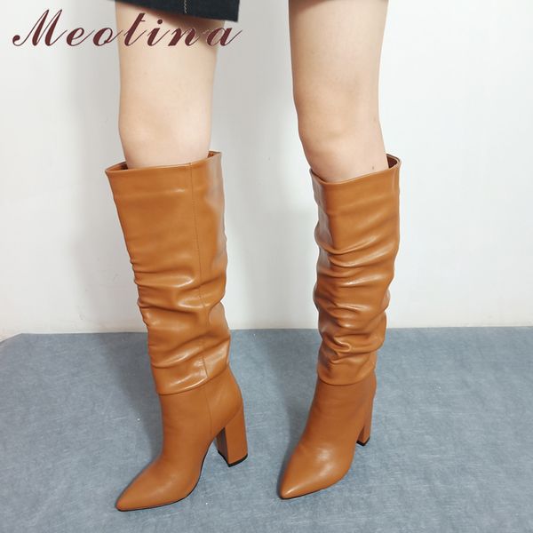 meotina knee-high boots women shoes pleated extreme high heel long boots pointed toe block heels fashion ladies boots winter 43 lj201130, Black
meotina knee-high boots women shoes pleated extreme high heel long boots pointed toe block heels fashion ladies boots winter 43 lj201130, Black
