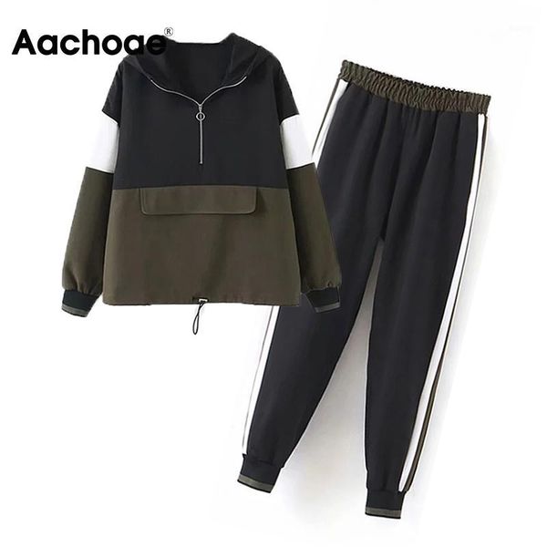 aachoae casual patchwork women 2 piece set 2020 half zipper hooded hoodies ladies outfits elastic waist long pants tracksuit1, Gray
aachoae casual patchwork women 2 piece set 2020 half zipper hooded hoodies ladies outfits elastic waist long pants tracksuit1, Gray