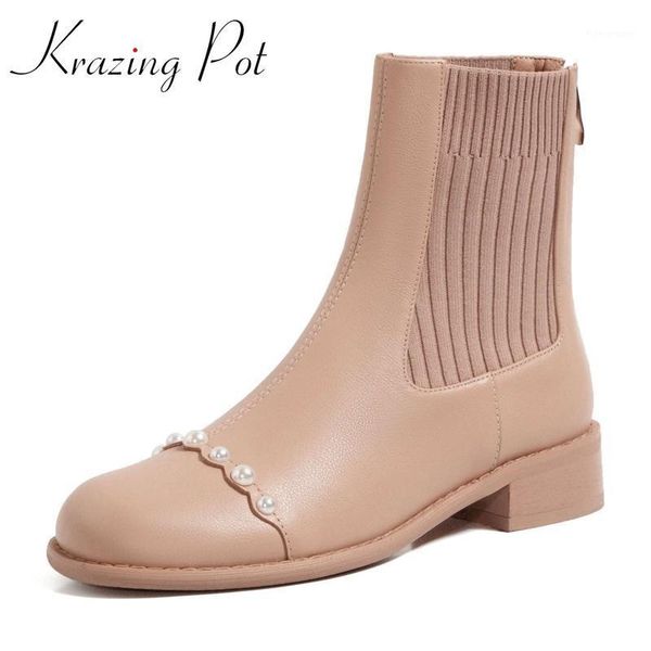 krazing pot korean street princess style cow leather round toe med heel knitting boots pearl decoration sweet ankle boots l761, Black
krazing pot korean street princess style cow leather round toe med heel knitting boots pearl decoration sweet ankle boots l761, Black