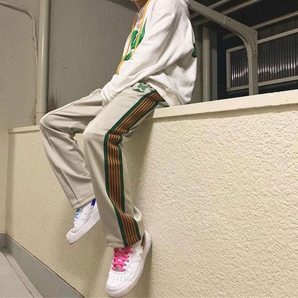 awge color striped border sweatpants men women butterfly embroidery trousers awge drawstring joggers pants, Black
awge color striped border sweatpants men women butterfly embroidery trousers awge drawstring joggers pants, Black