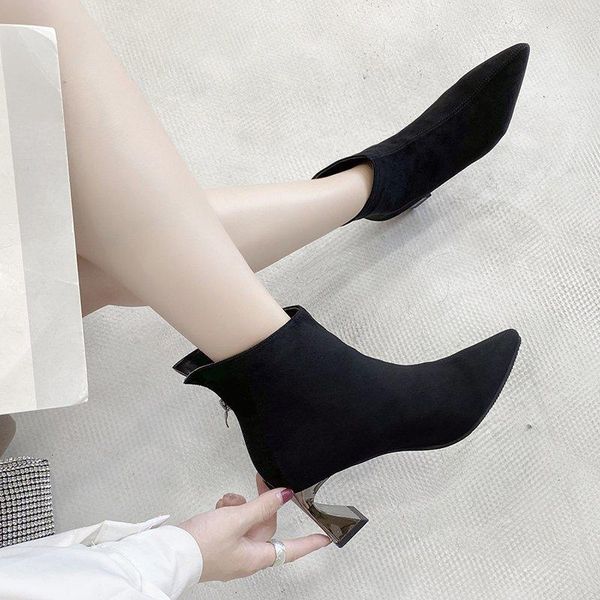 autumn women's fashion rhinestone high-heel boots women pointed toe children thick heel short w288, Black
autumn women's fashion rhinestone high-heel boots women pointed toe children thick heel short w288, Black
