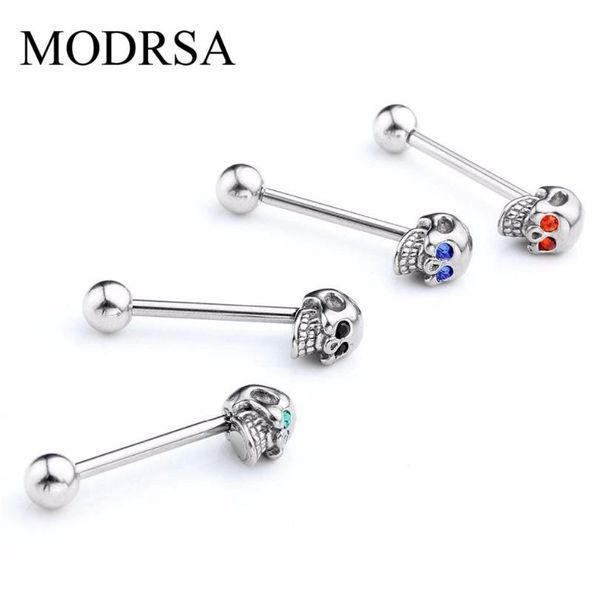 modrsa 1piece stainless steel industrial barbell punk crystal skull tongue ring helix piercing stainless steel body jewelry f sqclsw, Silver
modrsa 1piece stainless steel industrial barbell punk crystal skull tongue ring helix piercing stainless steel body jewelry f sqclsw, Silver