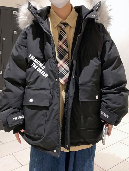men slogan graphic flap pocket drop shoulder fuzzy trim hooded puffer coat v7kq#, Black;brown
men slogan graphic flap pocket drop shoulder fuzzy trim hooded puffer coat v7kq#, Black;brown