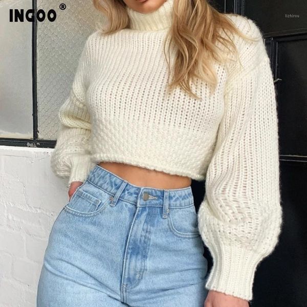 ingoo short white crop sweater women puff long sleeve elegance jumper turtleneck knitted loose casual solid sweaters female1, White;black
ingoo short white crop sweater women puff long sleeve elegance jumper turtleneck knitted loose casual solid sweaters female1, White;black