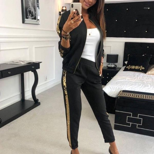 2020 autumn new products fashion casual sequin stitching jacket trousers sports suit women 2 piece set wn*1, Gray
2020 autumn new products fashion casual sequin stitching jacket trousers sports suit women 2 piece set wn*1, Gray