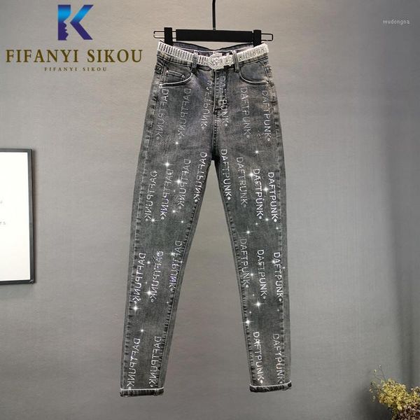 fashion jeans for women diamonds letter high waist jeans spring women's plus size stretch slim denim pencil pants 2020 new1, Blue 
fashion jeans for women diamonds letter high waist jeans spring women's plus size stretch slim denim pencil pants 2020 new1, Blue