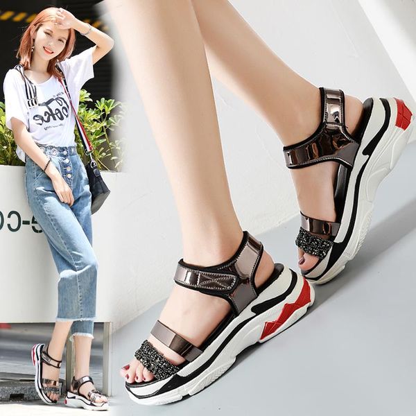 chunky platform wedge women sandals summer beach open toe woman crystal sandalias breathable thick sole mujer casual footwear, Black
chunky platform wedge women sandals summer beach open toe woman crystal sandalias breathable thick sole mujer casual footwear, Black