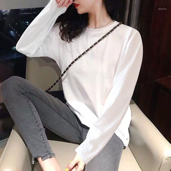 women's blouses & shirts t-shirts 2021 autumn and winter women cotton t-shirt solid color loose base casual long sleeve o-neck tees 1, White
women's blouses & shirts t-shirts 2021 autumn and winter women cotton t-shirt solid color loose base casual long sleeve o-neck tees 1, White