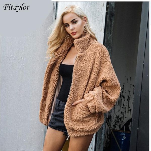 fitaylor spring women vintage stand collar imitation fur long sleeve coat casual loose plush jacket zipper solid warm outwear, Black
fitaylor spring women vintage stand collar imitation fur long sleeve coat casual loose plush jacket zipper solid warm outwear, Black