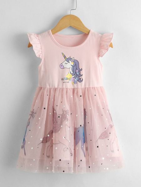 toddler girls cartoon unicorn print mesh panel smock dress she, Red;yellow
toddler girls cartoon unicorn print mesh panel smock dress she, Red;yellow