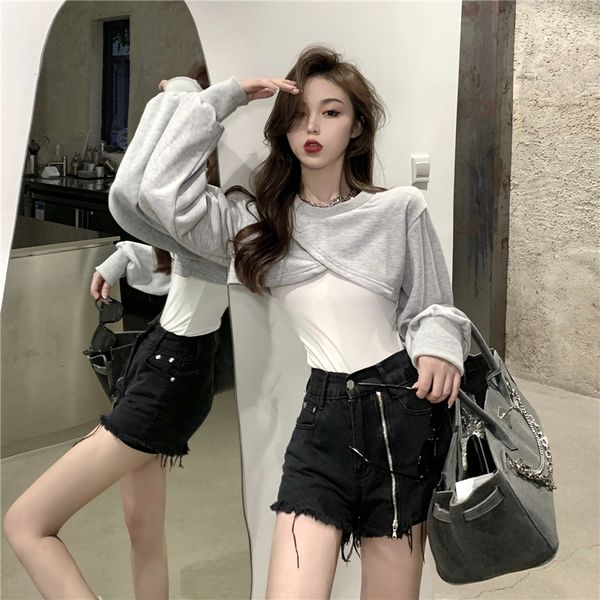 irregular short pullover sweater cover up + tank with solid bottom
irregular short pullover sweater cover up + tank with solid bottom