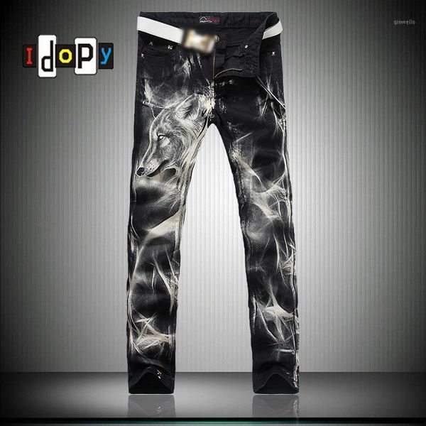fashion big size mens printed jeans 28 38 black stretch slim fit painted wolf print night club singers trousers1, Blue
fashion big size mens printed jeans 28 38 black stretch slim fit painted wolf print night club singers trousers1, Blue