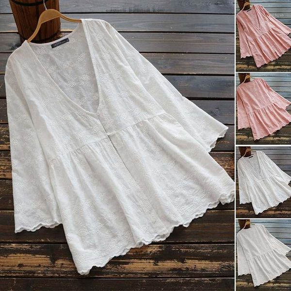 plus size women's embroidery blouse 2020 zanzea fashion summer shirts floral 3/4 sleeve blusas female v neck button 5xl1, White
plus size women's embroidery blouse 2020 zanzea fashion summer shirts floral 3/4 sleeve blusas female v neck button 5xl1, White