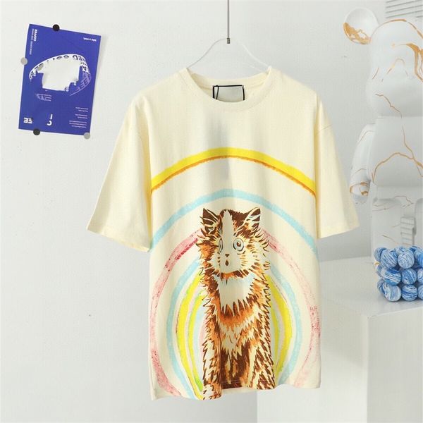 spring and summer new age reduced rainbow big head print leisure trend round neck short sleeve t-shirt, White
spring and summer new age reduced rainbow big head print leisure trend round neck short sleeve t-shirt, White