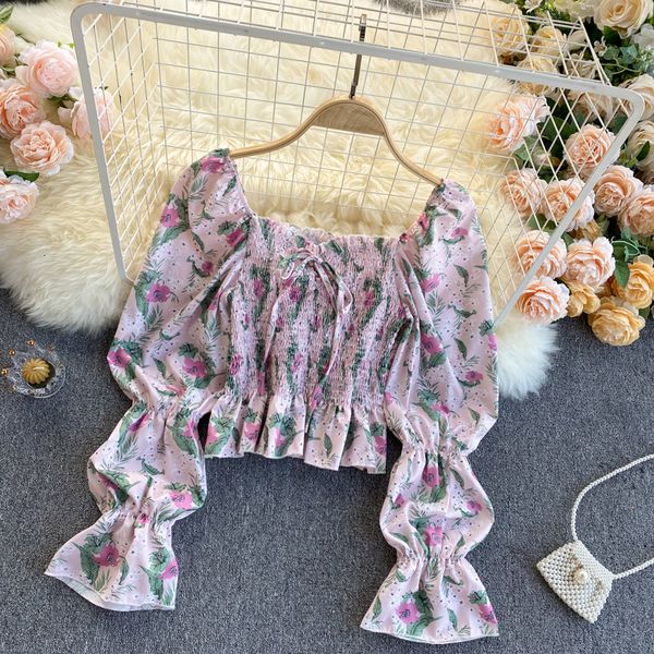 2021 new singiny feminine floral print thin spring turtleneck square puff short bow ruched jumper cord 7ej2, White
2021 new singiny feminine floral print thin spring turtleneck square puff short bow ruched jumper cord 7ej2, White