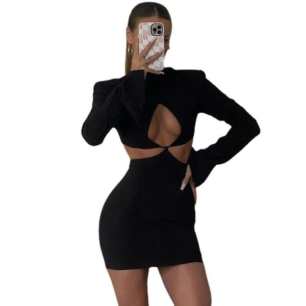europe and the united states 2021 autumn and winter temperament commuter hollow high-neck pullover long-sleeved dress, Black;gray
europe and the united states 2021 autumn and winter temperament commuter hollow high-neck pullover long-sleeved dress, Black;gray