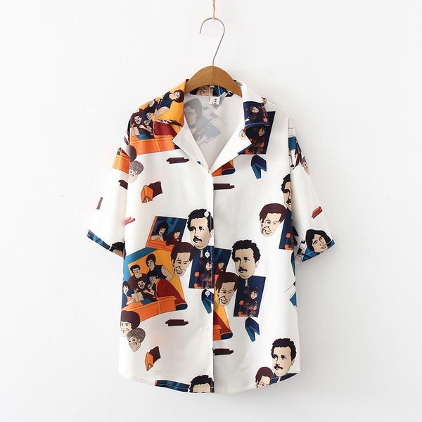 women blouse short sleeve print and blouses summer loose shirts short korean style clothes drop shipping, White
women blouse short sleeve print and blouses summer loose shirts short korean style clothes drop shipping, White