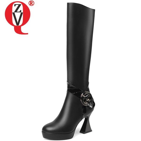 zvq winter new fashion knee high boots outside super high heels platform round toe genuine leather zip women shoes drop shipping, Black
zvq winter new fashion knee high boots outside super high heels platform round toe genuine leather zip women shoes drop shipping, Black