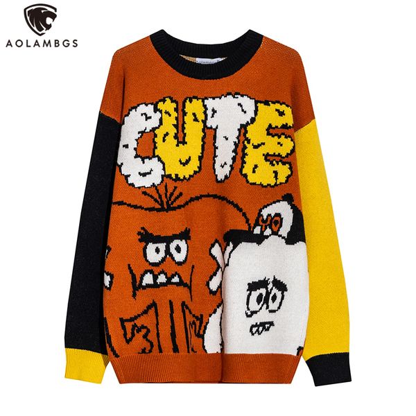 aolamegs men sweater color block cartoon cute letter print pullover men o-neck warm cozy casual college style sweater streetwear 201026, White;black
aolamegs men sweater color block cartoon cute letter print pullover men o-neck warm cozy casual college style sweater streetwear 201026, White;black