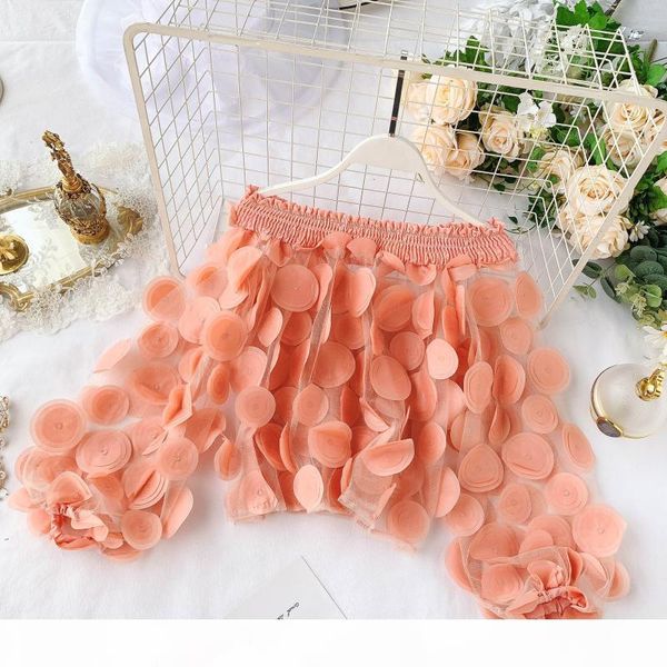 20190905 stereoscopic flower bubble sleeve perspective screen yarn chiffon shirt, White 
20190905 stereoscopic flower bubble sleeve perspective screen yarn chiffon shirt, White
