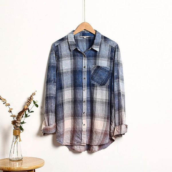 women's blouses & shirts women 2021 fashion long sleeve turn down collar loose casual literary blusas femininas plaid, White
women's blouses & shirts women 2021 fashion long sleeve turn down collar loose casual literary blusas femininas plaid, White