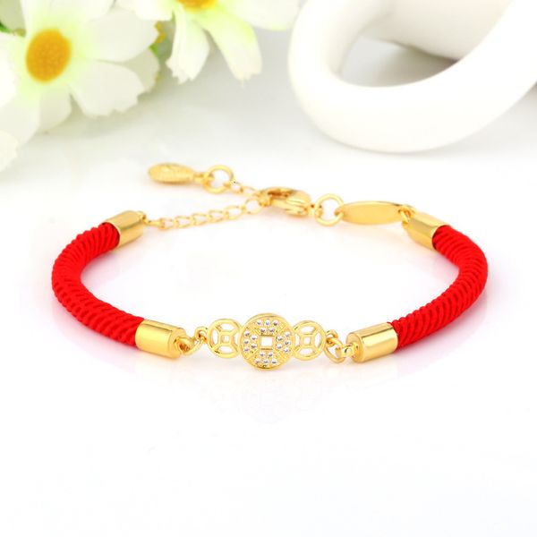 huiwang hong kong new product inlaid with diamond 3 money red rope half chain bracelet accessories, Silver
huiwang hong kong new product inlaid with diamond 3 money red rope half chain bracelet accessories, Silver