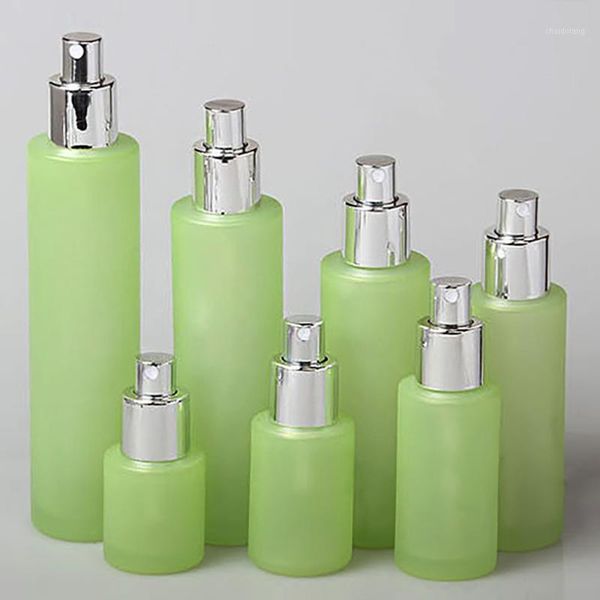 100ml pump glass bottle with lotion/spray pump,green frosted with gold/silver cap1
100ml pump glass bottle with lotion/spray pump,green frosted with gold/silver cap1