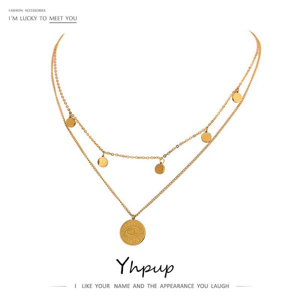 pendant necklaces yhpup fashion coin eye layered stainless steel necklace for women statement chain choker 18 k jewelry 2021, Silver
pendant necklaces yhpup fashion coin eye layered stainless steel necklace for women statement chain choker 18 k jewelry 2021, Silver