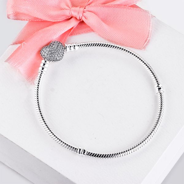 100% 925 sterling silver bracelet pave heart clasp snake chain moments bracelets for women diy charms jewelry pulseras wholesale 1028, Black
100% 925 sterling silver bracelet pave heart clasp snake chain moments bracelets for women diy charms jewelry pulseras wholesale 1028, Black