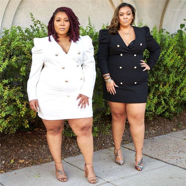 sleeve v neck solid color double breasted dresses women designer clothes plus size women dresses fashion puff
sleeve v neck solid color double breasted dresses women designer clothes plus size women dresses fashion puff