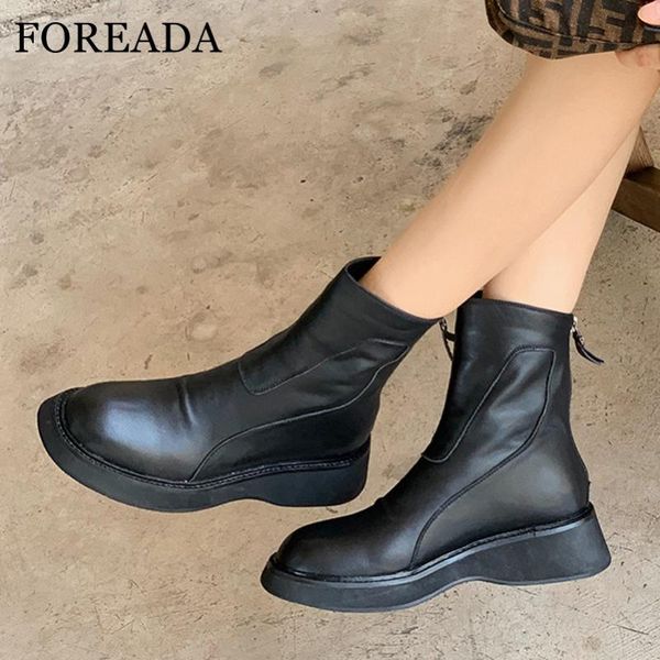 foreada flat platform ankle boots natural genuine leather woman boots zip short ladies shoes autumn winter black size 40
foreada flat platform ankle boots natural genuine leather woman boots zip short ladies shoes autumn winter black size 40