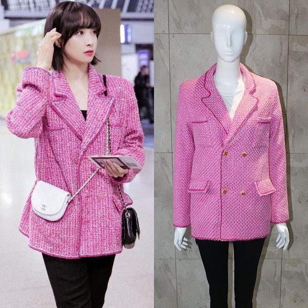 women's suits & blazers 2021 fashion week star with the same pink small fragrance coat chic gas tweed jacket female suit blazer, White;black
women's suits & blazers 2021 fashion week star with the same pink small fragrance coat chic gas tweed jacket female suit blazer, White;black
