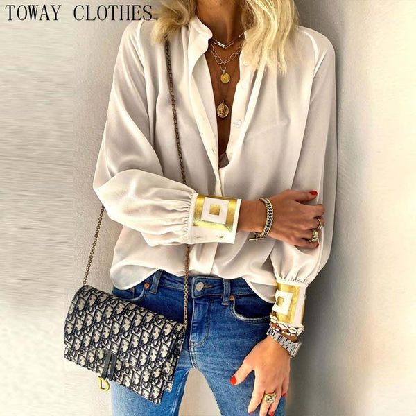 women's blouses & shirts cuff print shirt long sleeve casual women chiffon blouse office lady 1, White
women's blouses & shirts cuff print shirt long sleeve casual women chiffon blouse office lady 1, White