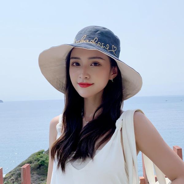 beanie/skull caps xia fisherman hat female korean version wild japanese net red double-sided face tide letter big edge sun, Blue;gray
beanie/skull caps xia fisherman hat female korean version wild japanese net red double-sided face tide letter big edge sun, Blue;gray