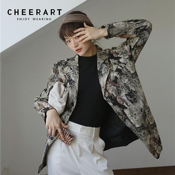 women's suits & blazers cheerart animal print women high fashion and jackets quilted overcoat ladies coat designer blazer luxury, White;black
women's suits & blazers cheerart animal print women high fashion and jackets quilted overcoat ladies coat designer blazer luxury, White;black