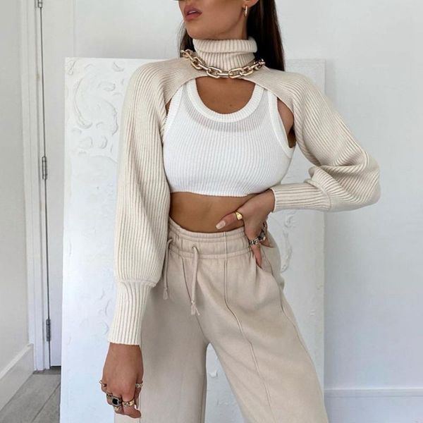casual turtleneck crop sweater women smocked solid vintage knitted jumpers ladies fashion long sleeve pullover, White;black
casual turtleneck crop sweater women smocked solid vintage knitted jumpers ladies fashion long sleeve pullover, White;black