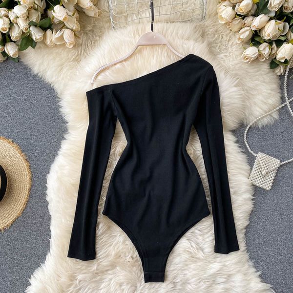 2021 new skinny female singiny elastic slash neck off the shoulder long spring overalls fashion streetwear bodysuit 27xx, Gray 
2021 new skinny female singiny elastic slash neck off the shoulder long spring overalls fashion streetwear bodysuit 27xx, Gray