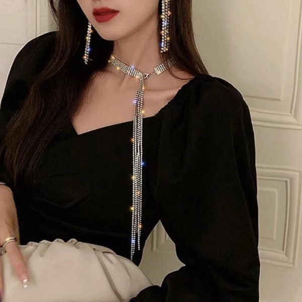 chains elegant indifference tassels long full rhinestone necklace neck chain women bow tie geometry clavicle fashion gift, Silver
chains elegant indifference tassels long full rhinestone necklace neck chain women bow tie geometry clavicle fashion gift, Silver