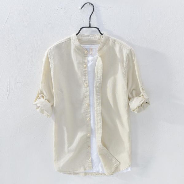 men's casual shirts 70% linen 30% cotton white shirt men stand collar long sleeve slim fit brand fashion camisa masculina homme, White;black
men's casual shirts 70% linen 30% cotton white shirt men stand collar long sleeve slim fit brand fashion camisa masculina homme, White;black