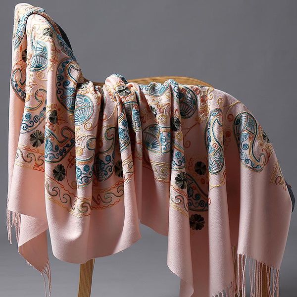 2020 new winter warm solid scarf for women/lady soft wool shawls flower embroidery cashmere female wraps capes, Blue;gray
2020 new winter warm solid scarf for women/lady soft wool shawls flower embroidery cashmere female wraps capes, Blue;gray