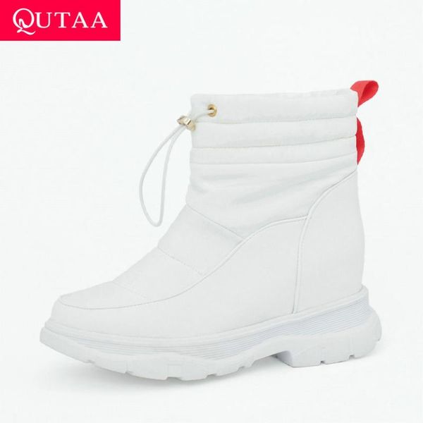 boots qutaa 2021 down pu leather ankle keep warm plush winter snow wedge heel casual round toe women shoes big size 34-43, Black 
boots qutaa 2021 down pu leather ankle keep warm plush winter snow wedge heel casual round toe women shoes big size 34-43, Black