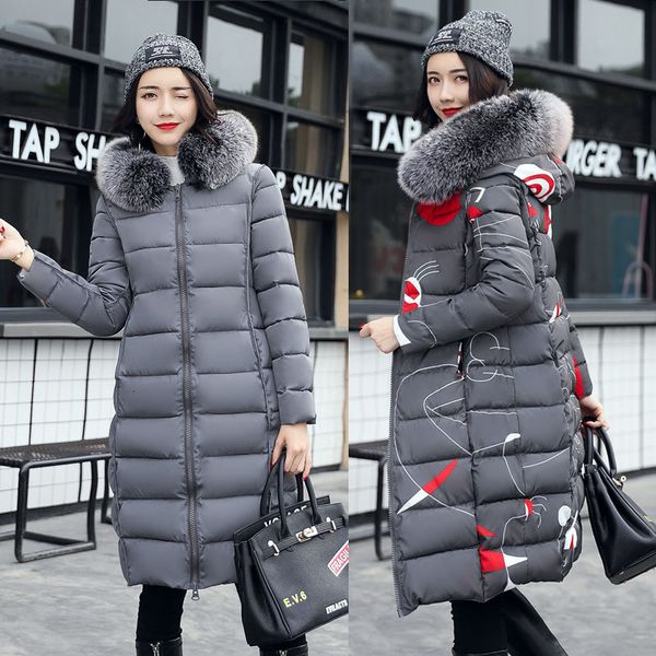 2021 new new big hairy collar long fit the knee female with curly down cotton quilted jacket on both sides, Black 
2021 new new big hairy collar long fit the knee female with curly down cotton quilted jacket on both sides, Black