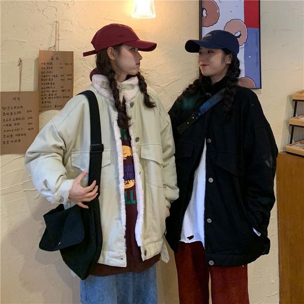 winter 2020 new korean style down cotton jacket women, plush stitching, loose and down short cotton jacket women fashion, Black 
winter 2020 new korean style down cotton jacket women, plush stitching, loose and down short cotton jacket women fashion, Black