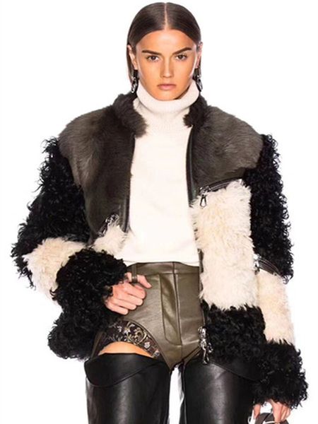 natural fur coat short runway style women real lamb fur coat stiching fox fur motorcycle jacket genuine leather 201103, Black
natural fur coat short runway style women real lamb fur coat stiching fox fur motorcycle jacket genuine leather 201103, Black