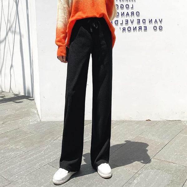 women's pants & capris solid gray black kintted 2021 autumn winter female elastic waist wide leg long trousers mujer plus size 3xl, Black;white
women's pants & capris solid gray black kintted 2021 autumn winter female elastic waist wide leg long trousers mujer plus size 3xl, Black;white